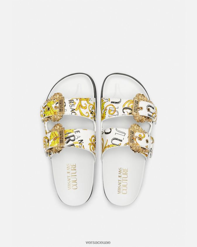 نحيف صنادل بشعار أريزونا Versace الذهب والأبيض 0FVD2J2275 حذاء