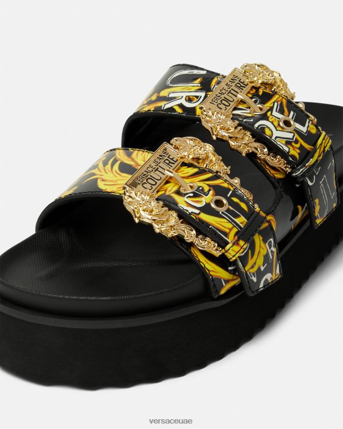 نحيف صنادل بشعار أريزونا Versace الذهب الأسود 0FVD2J2276 حذاء