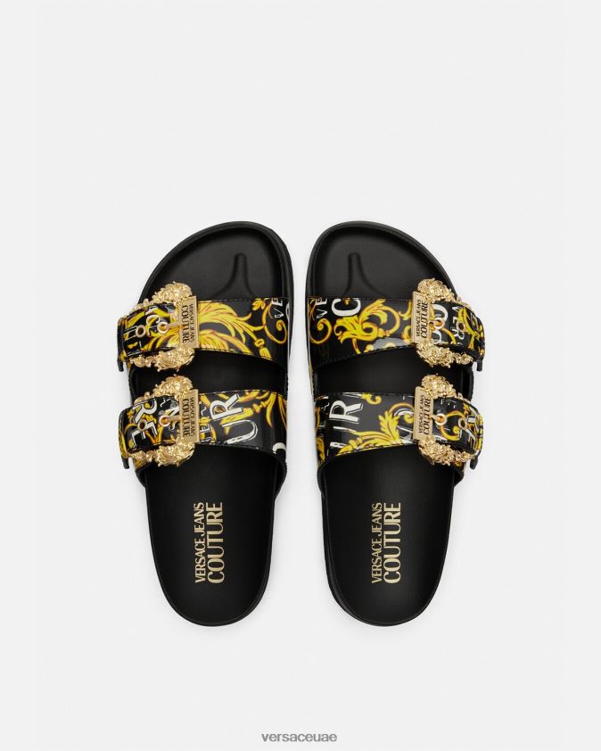 نحيف صنادل بشعار أريزونا Versace الذهب الأسود 0FVD2J2276 حذاء