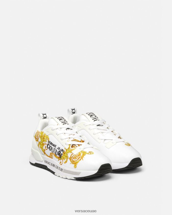 نحيف حذاء رياضي ديناميكي بشعار الماركة Versace الذهب والأبيض 0FVD2J2279 حذاء