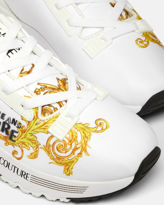 نحيف حذاء رياضي ديناميكي بشعار الماركة Versace الذهب والأبيض 0FVD2J2279 حذاء