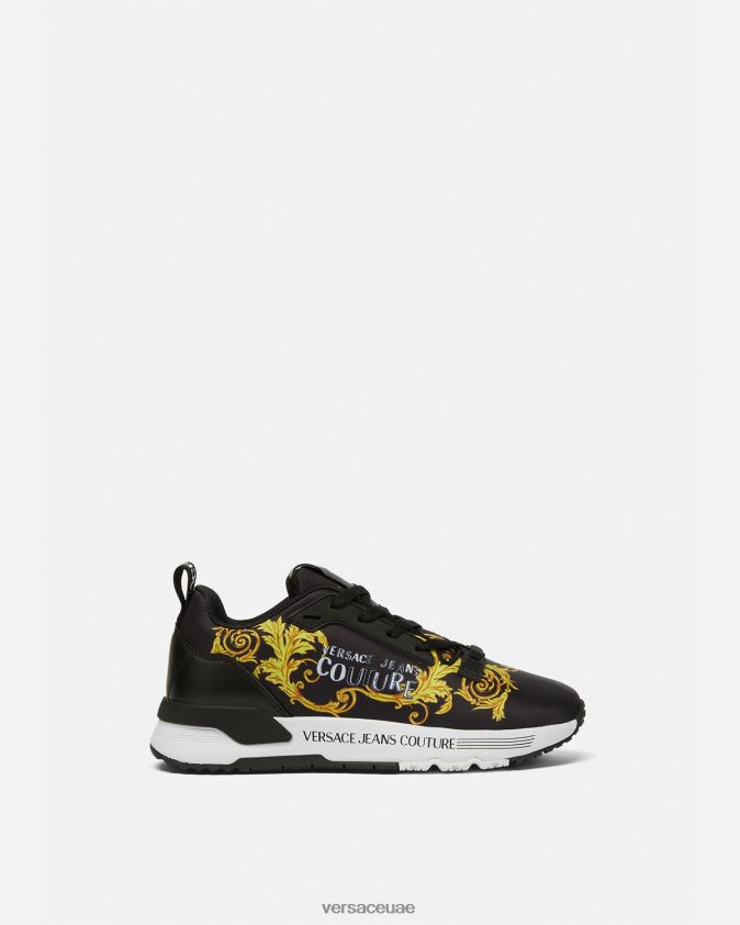 نحيف حذاء رياضي ديناميكي بشعار الماركة Versace الذهب الأسود 0FVD2J2280 حذاء
