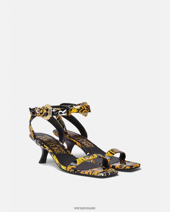 نحيف صندل فيونا بشعار الماركة Versace الذهب الأسود 0FVD2J2285 حذاء