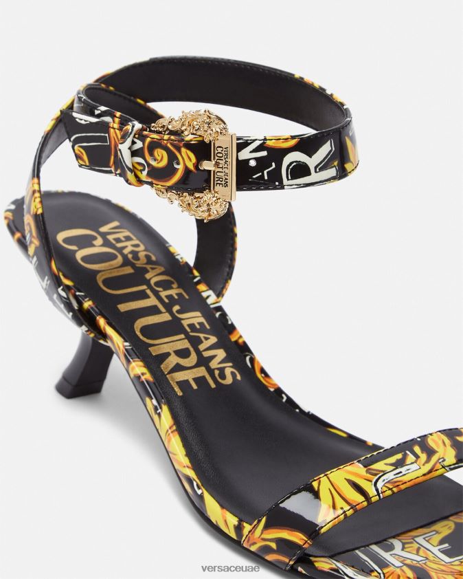 نحيف صندل فيونا بشعار الماركة Versace الذهب الأسود 0FVD2J2285 حذاء