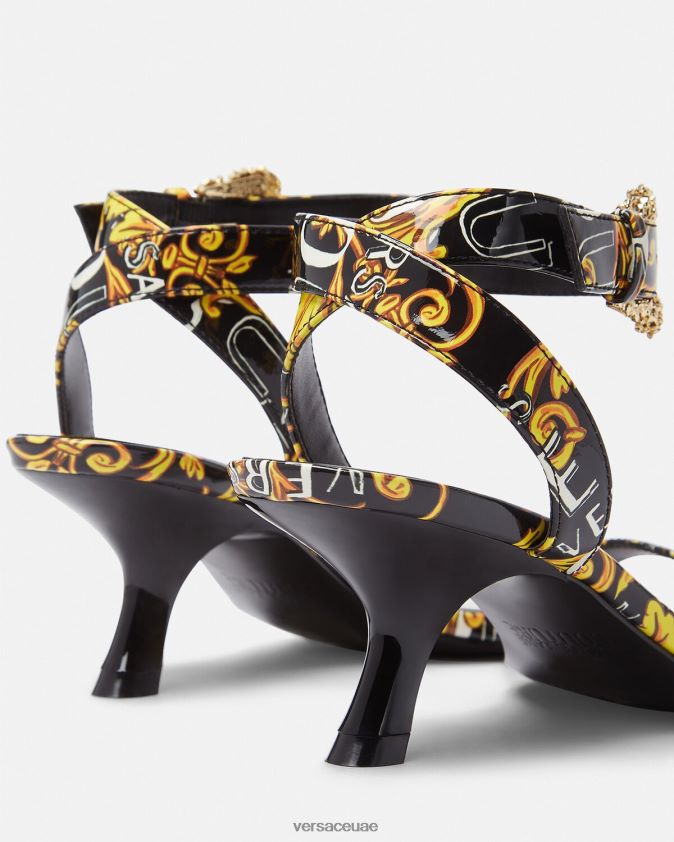 نحيف صندل فيونا بشعار الماركة Versace الذهب الأسود 0FVD2J2285 حذاء