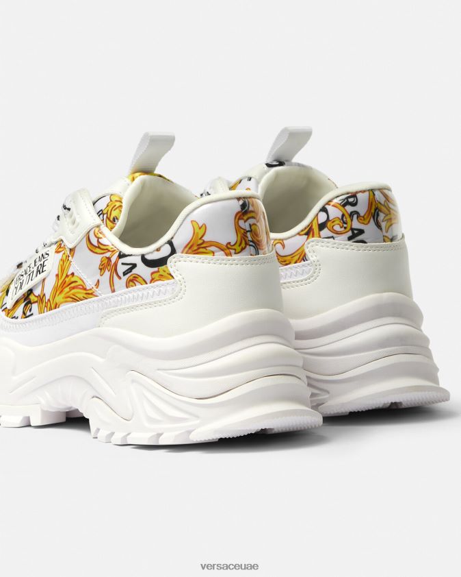 نحيف حذاء رياضي بشعار الماركة كوتور هايكر Versace الذهب والأبيض 0FVD2J2287 حذاء