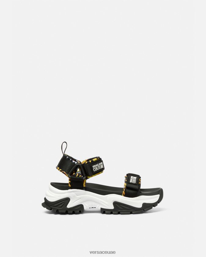 نحيف المتجول الصنادل مكتنزة Versace الذهب الأسود 0FVD2J2288 حذاء