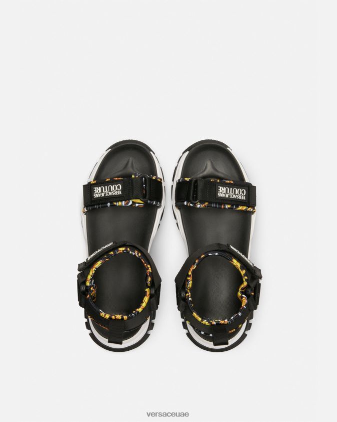 نحيف المتجول الصنادل مكتنزة Versace الذهب الأسود 0FVD2J2288 حذاء