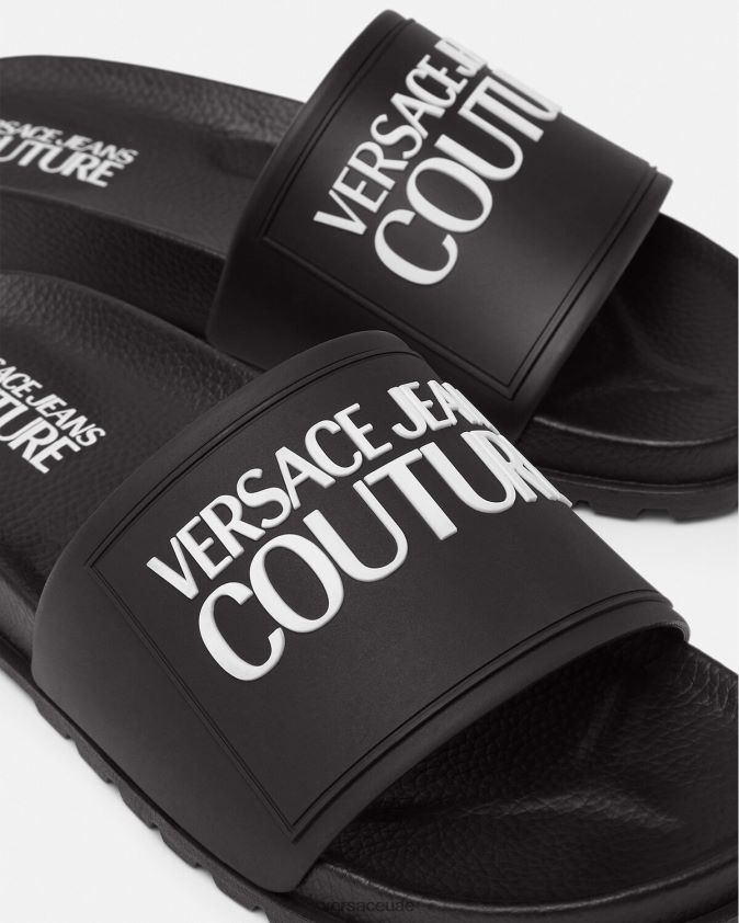 نحيف شرائح مطاطية تحمل الشعار Versace أسود 0FVD2J2290 حذاء