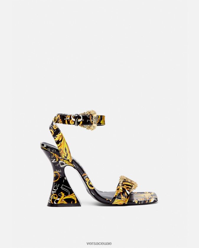 نحيف صنادل بشعار كيرستن كوتور Versace الذهب الأسود 0FVD2J2292 حذاء