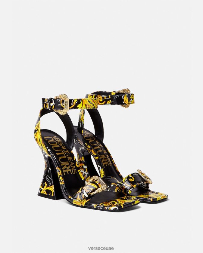 نحيف صنادل بشعار كيرستن كوتور Versace الذهب الأسود 0FVD2J2292 حذاء