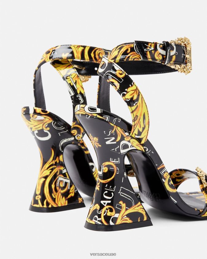 نحيف صنادل بشعار كيرستن كوتور Versace الذهب الأسود 0FVD2J2292 حذاء