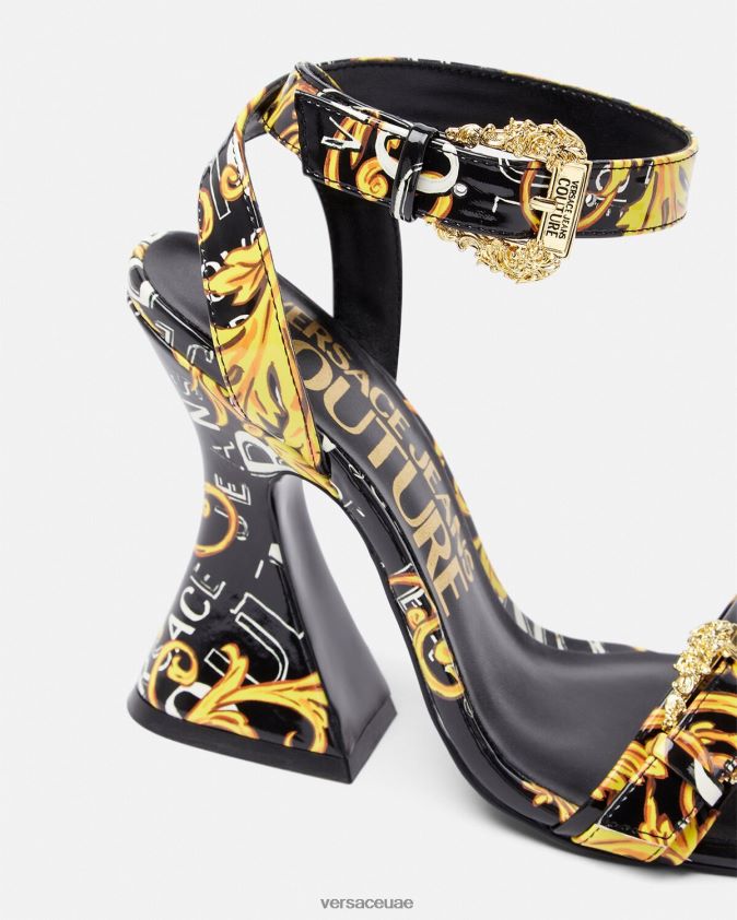 نحيف صنادل بشعار كيرستن كوتور Versace الذهب الأسود 0FVD2J2292 حذاء