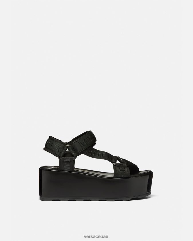 نحيف صنادل منصة شعار مالوري Versace أسود 0FVD2J2294 حذاء