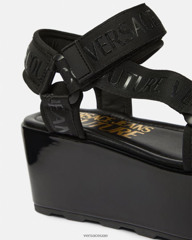 نحيف صنادل منصة شعار مالوري Versace أسود 0FVD2J2294 حذاء