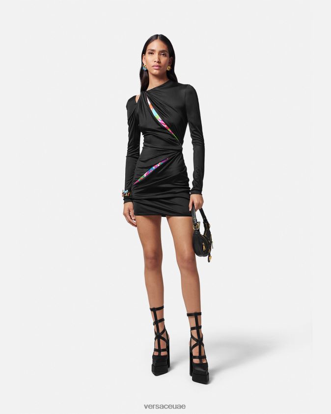 نحيف فستان صيفي قصير معقود بزهور Versace لون واحد 0FVD2J22 ملابس