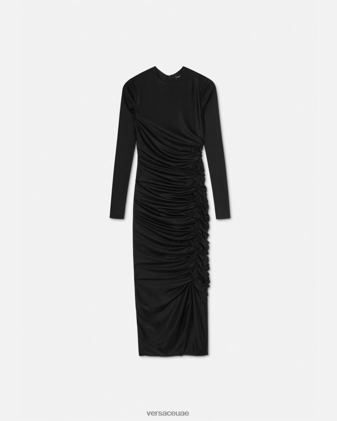 نحيف فستان ميدي معقود Versace أسود 0FVD2J23 ملابس