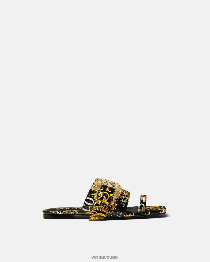 نحيف حذاء ميلي بتصميم كوتور بشعار Versace الذهب الأسود 0FVD2J2300 حذاء