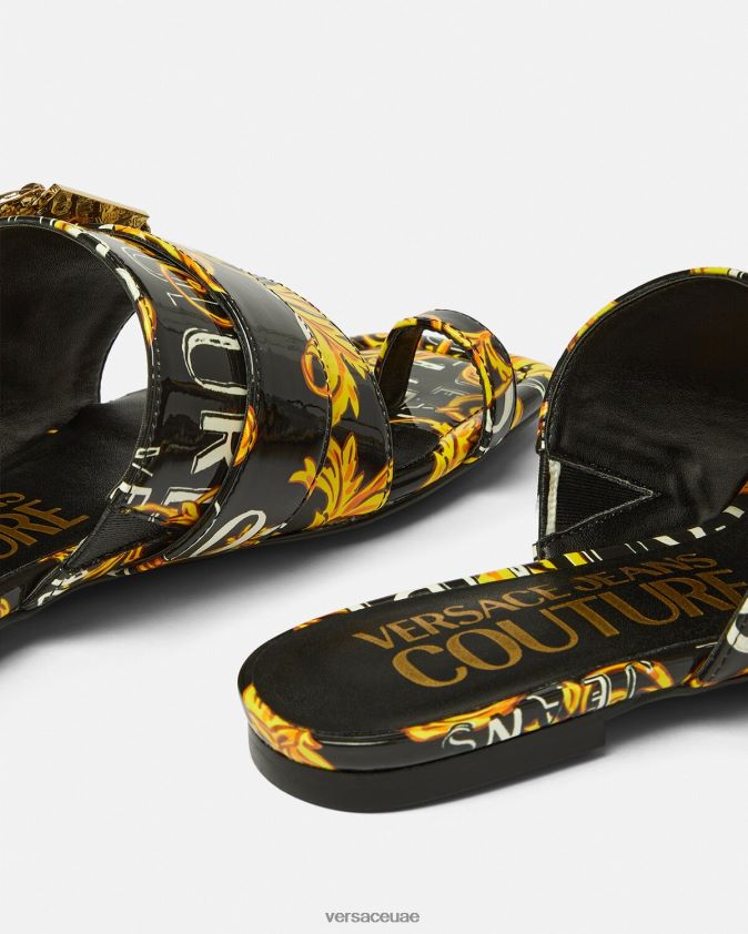 نحيف حذاء ميلي بتصميم كوتور بشعار Versace الذهب الأسود 0FVD2J2300 حذاء