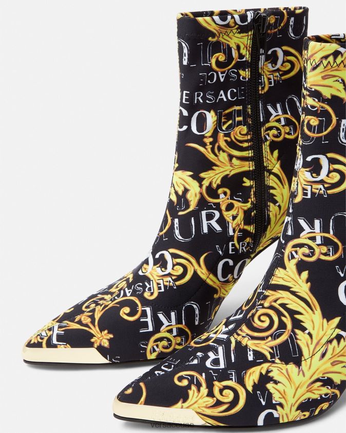 نحيف أحذية كوتور بشعار سكارليت Versace الذهب الأسود 0FVD2J2306 حذاء