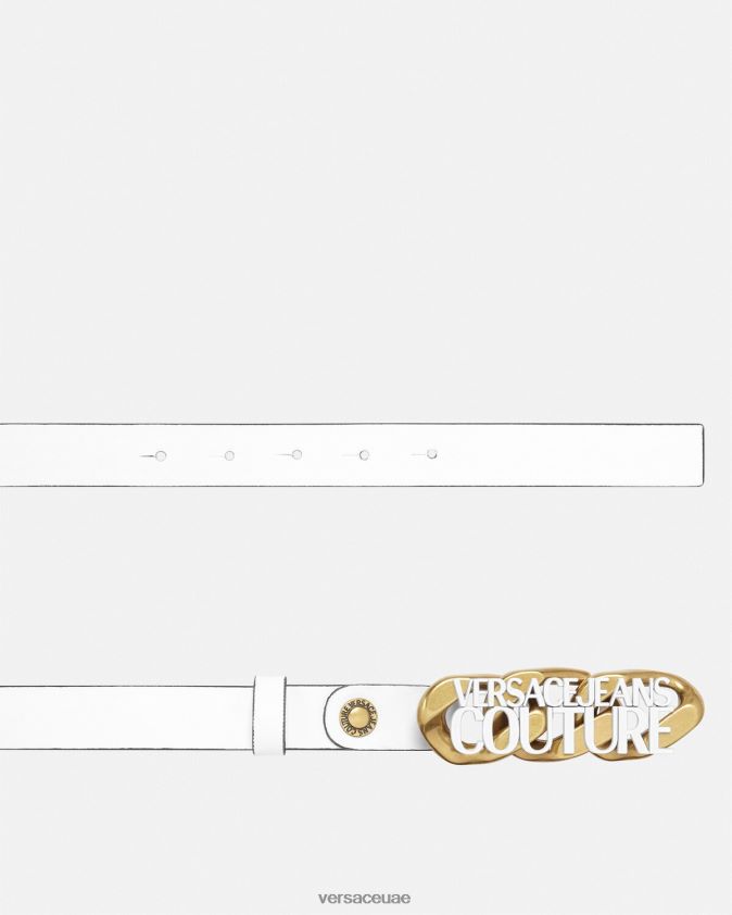 نحيف حزام بسلسلة وشعار Versace أبيض 0FVD2J2329 مُكَمِّلات