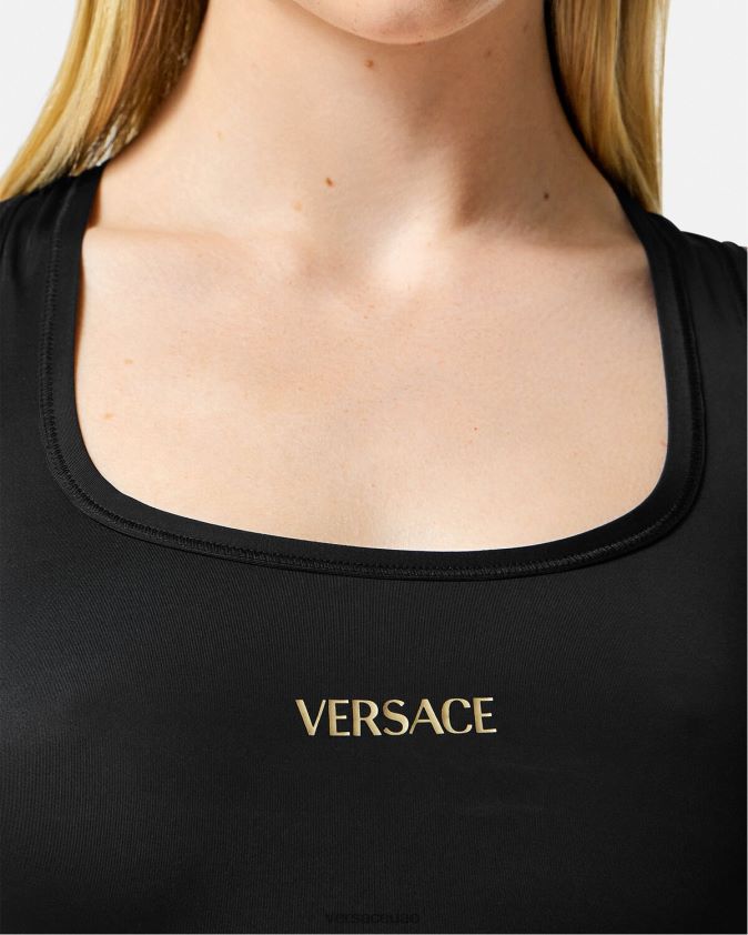 نحيف اعلى الدبابة Versace أسود 0FVD2J234 ملابس