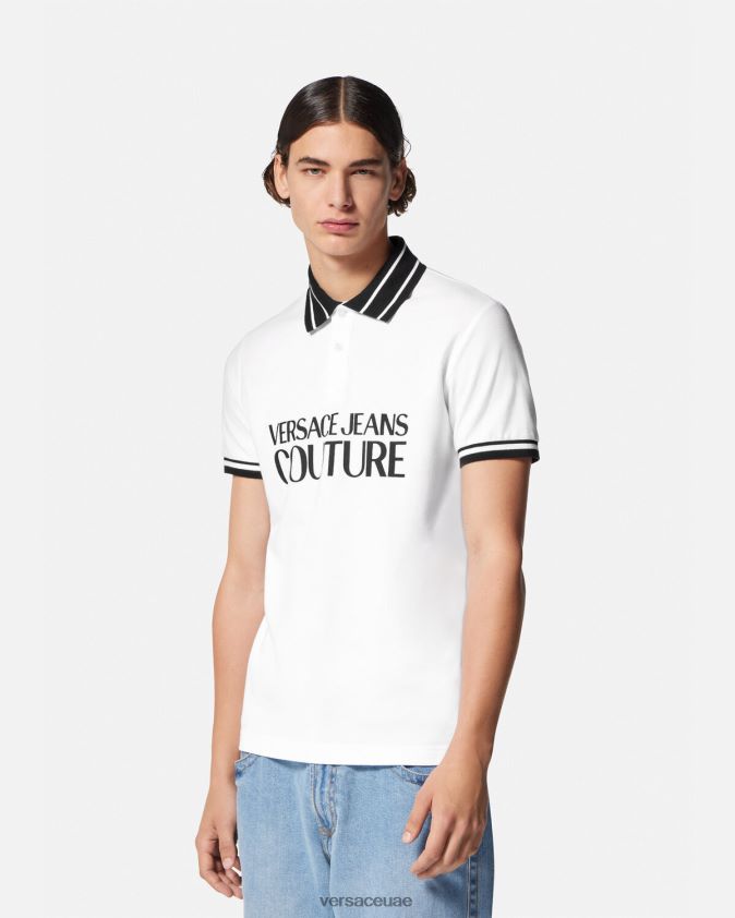 رجال قميص بولو الشعار Versace أبيض 0FVD2J2360 ملابس