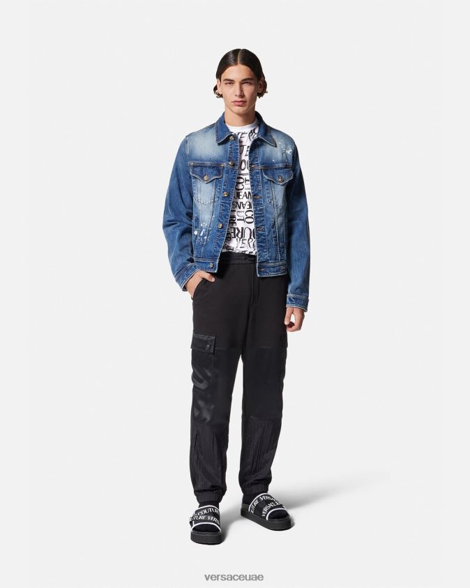 رجال خربش شعار تي شيرت Versace أبيض 0FVD2J2369 ملابس