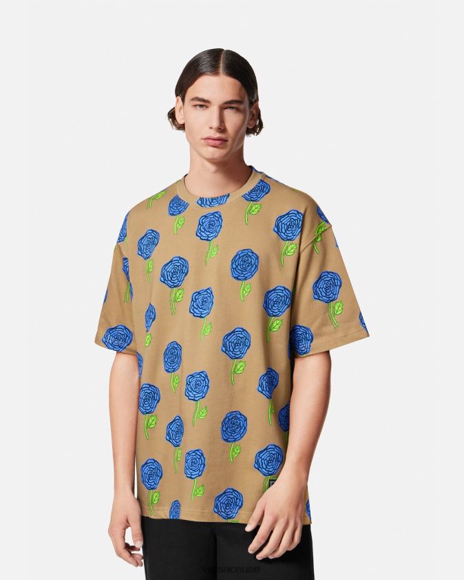رجال تي شيرت الورود Versace بني 0FVD2J2371 ملابس