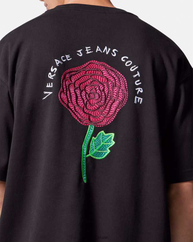رجال تي شيرت بشعار الورود Versace أسود 0FVD2J2372 ملابس