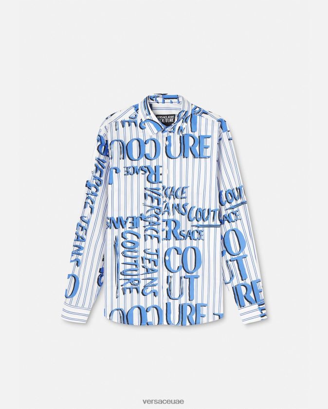 رجال قميص شعار خربش Versace أبيض 0FVD2J2374 ملابس