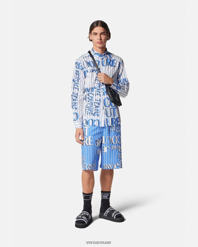 رجال قميص شعار خربش Versace أبيض 0FVD2J2374 ملابس