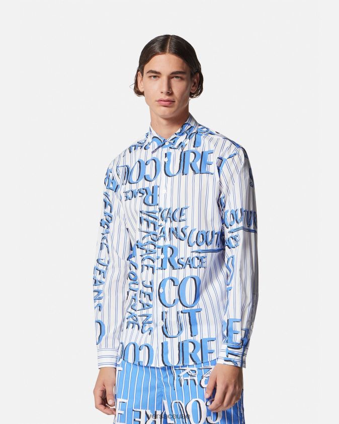 رجال قميص شعار خربش Versace أبيض 0FVD2J2374 ملابس