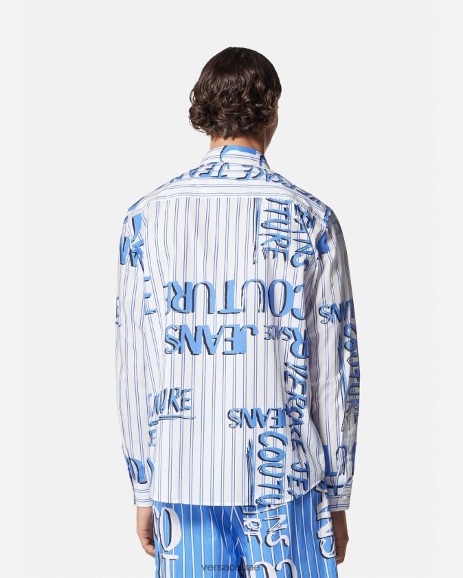 رجال قميص شعار خربش Versace أبيض 0FVD2J2374 ملابس