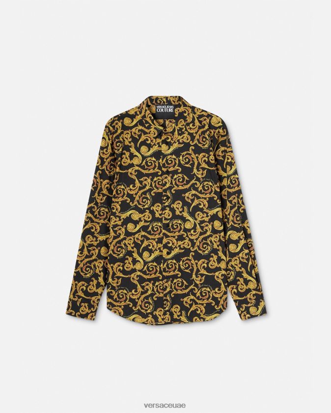 رجال رسم قميص كوتور Versace الذهب الأسود 0FVD2J2376 ملابس