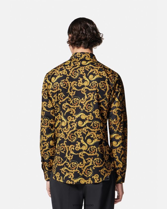 رجال رسم قميص كوتور Versace الذهب الأسود 0FVD2J2376 ملابس