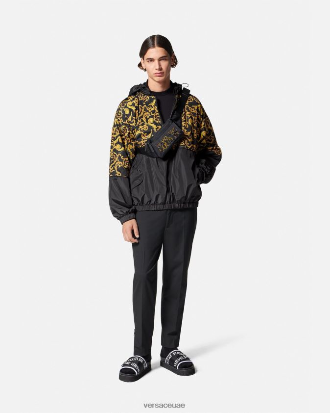 رجال رسم الأزياء الراقية سترة مقنعين Versace الذهب الأسود 0FVD2J2380 ملابس
