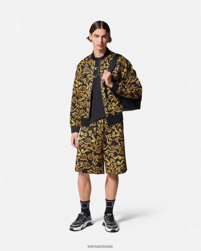 رجال رسم شورت عرق تصميم الأزياء Versace الذهب الأسود 0FVD2J2382 ملابس