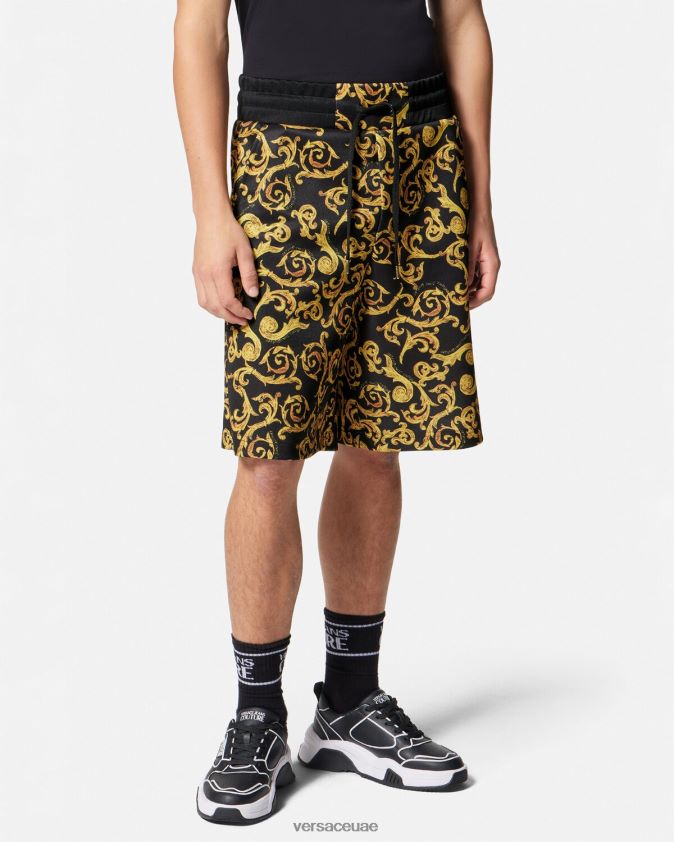 رجال رسم شورت عرق تصميم الأزياء Versace الذهب الأسود 0FVD2J2382 ملابس