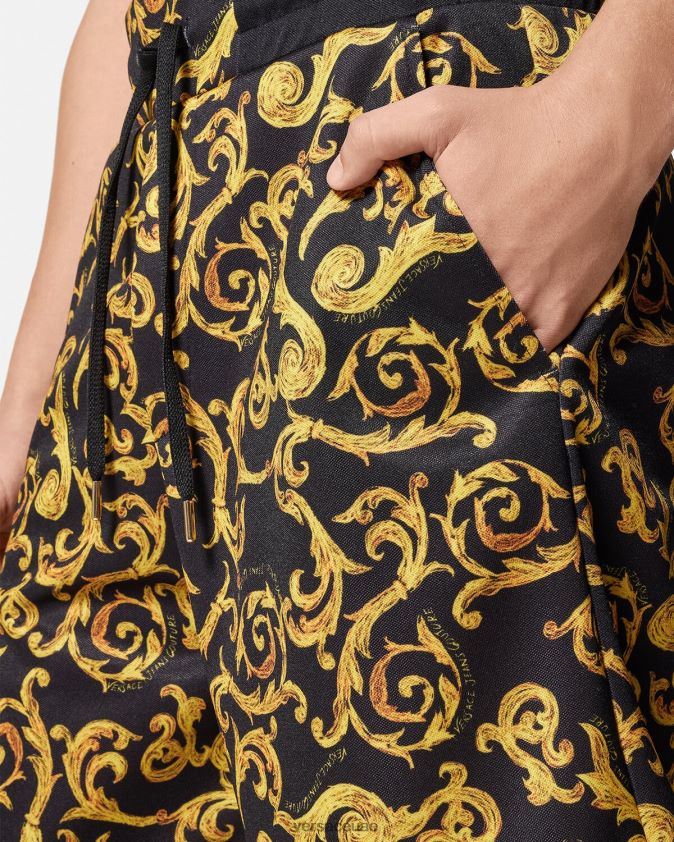 رجال رسم شورت عرق تصميم الأزياء Versace الذهب الأسود 0FVD2J2382 ملابس
