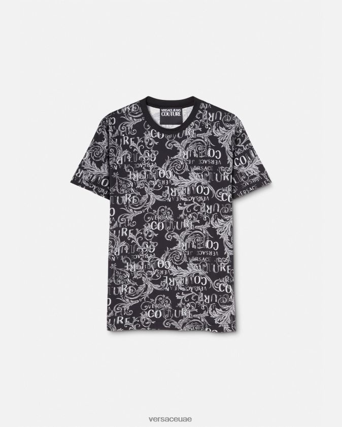 رجال تيشيرت بشعار الماركة Versace أسود وطباعة 0FVD2J2385 ملابس