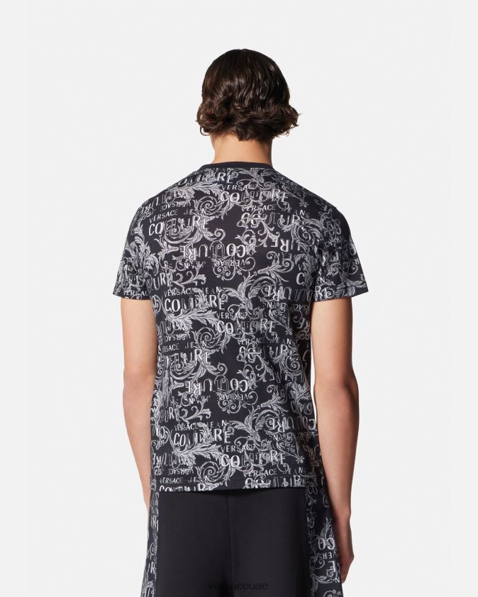 رجال تيشيرت بشعار الماركة Versace أسود وطباعة 0FVD2J2385 ملابس