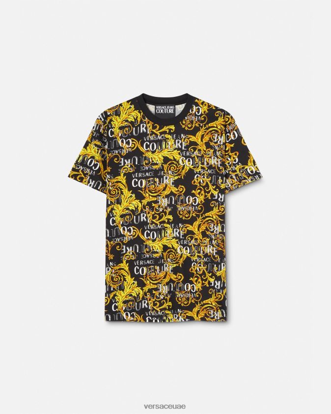 رجال تيشيرت بشعار الماركة Versace الذهب الأسود 0FVD2J2387 ملابس
