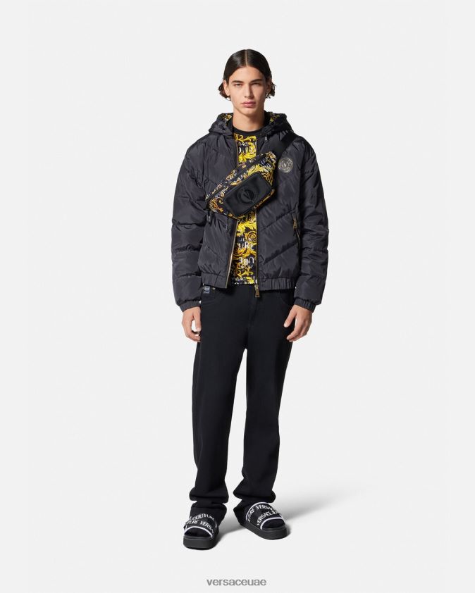 رجال تيشيرت بشعار الماركة Versace الذهب الأسود 0FVD2J2387 ملابس