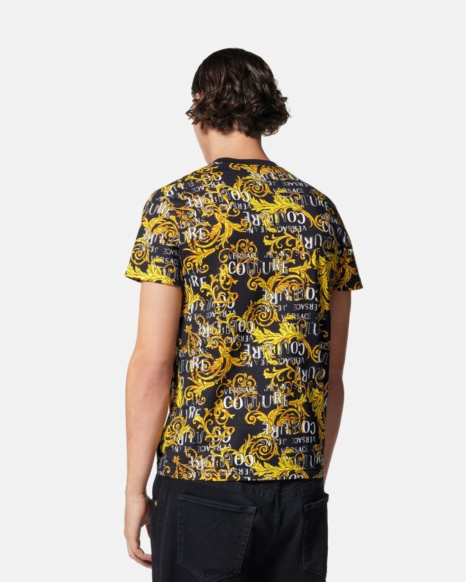 رجال تيشيرت بشعار الماركة Versace الذهب الأسود 0FVD2J2387 ملابس