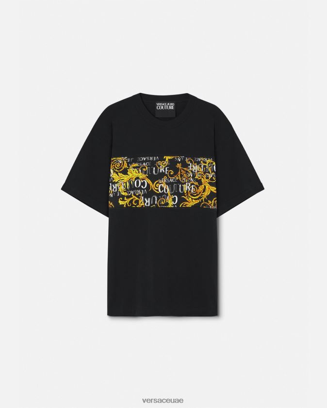 رجال تيشيرت بشعار الماركة Versace الذهب الأسود 0FVD2J2388 ملابس