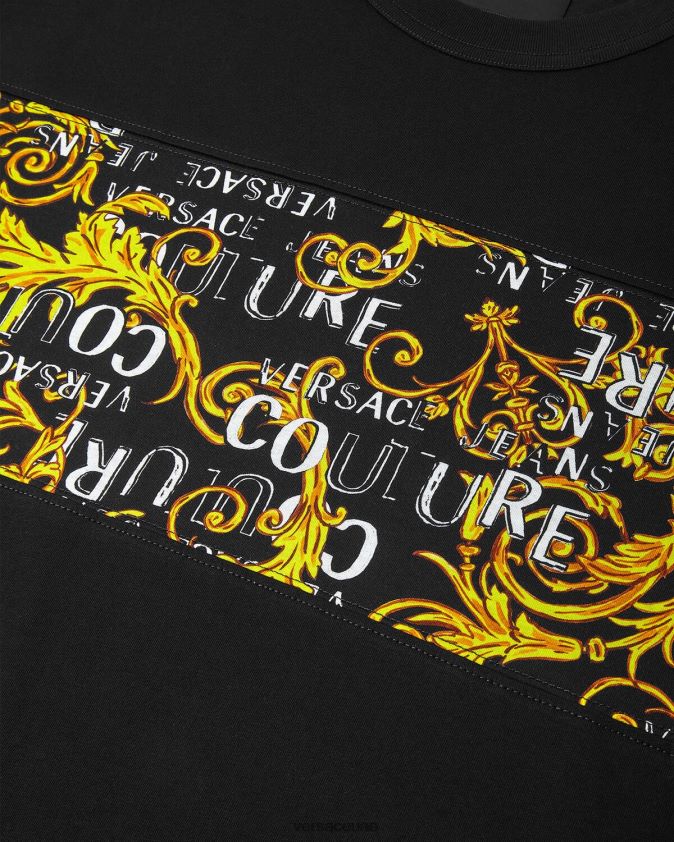 رجال تيشيرت بشعار الماركة Versace الذهب الأسود 0FVD2J2388 ملابس