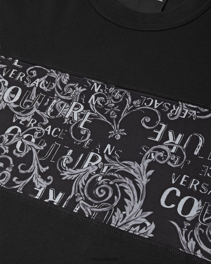 رجال تيشيرت بشعار الماركة Versace أسود وطباعة 0FVD2J2389 ملابس