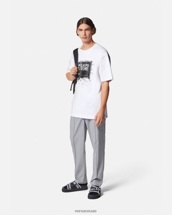 رجال تي شيرت بشعار رقم القطعة Versace أبيض 0FVD2J2392 ملابس