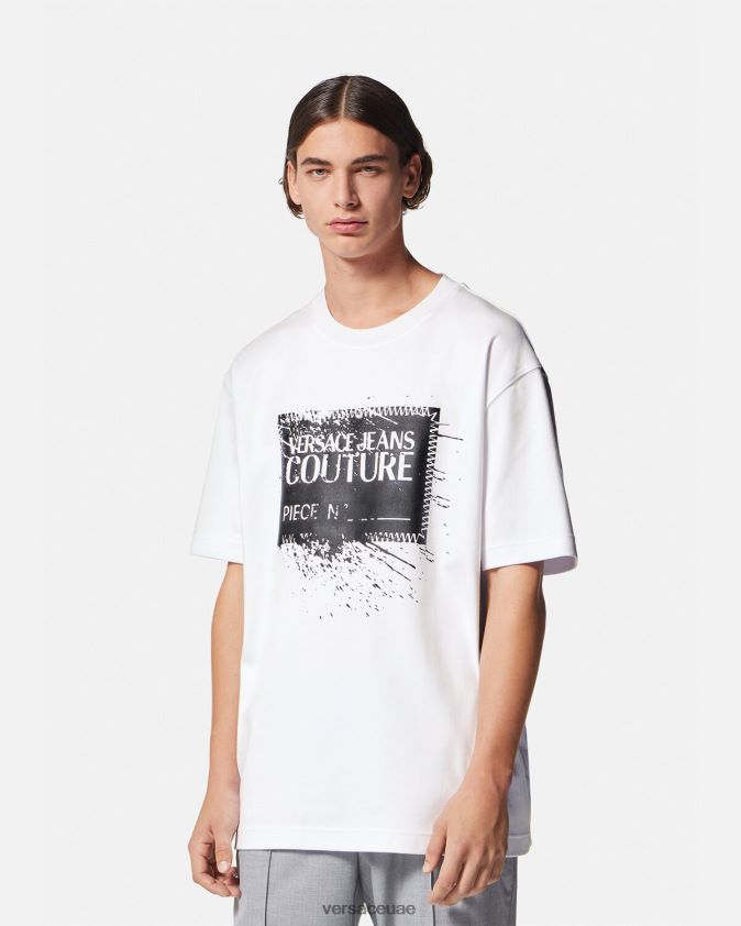 رجال تي شيرت بشعار رقم القطعة Versace أبيض 0FVD2J2392 ملابس